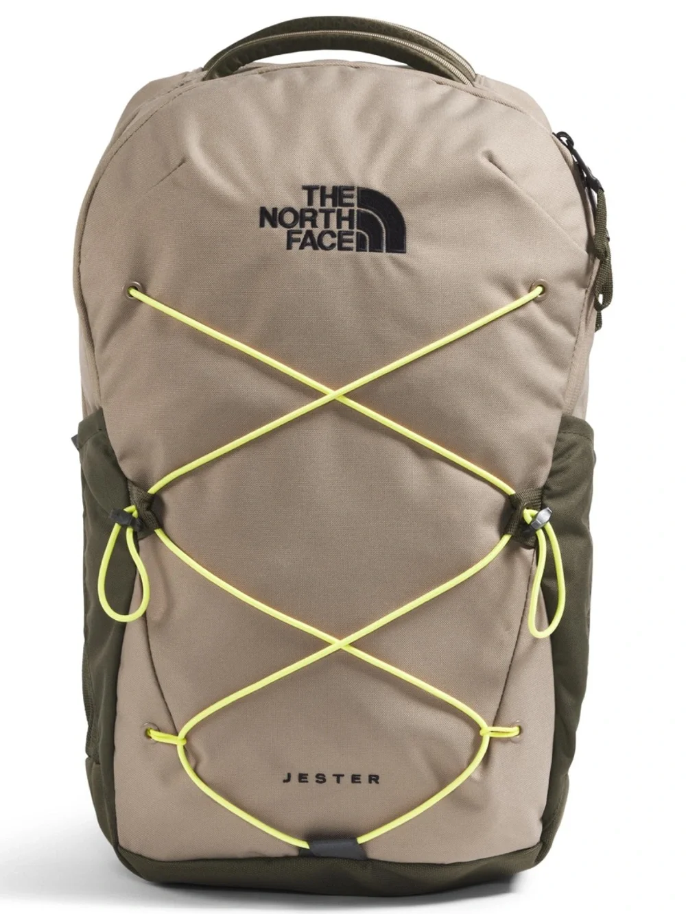 The North Face Jester Backpack in Taupe, Olive & Neon Yellow Cord